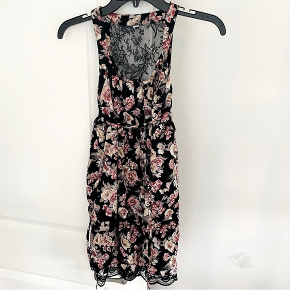 Target Brand Floral Black Lace Button Down Mini Dress Size XS - Picture 2 of 13
